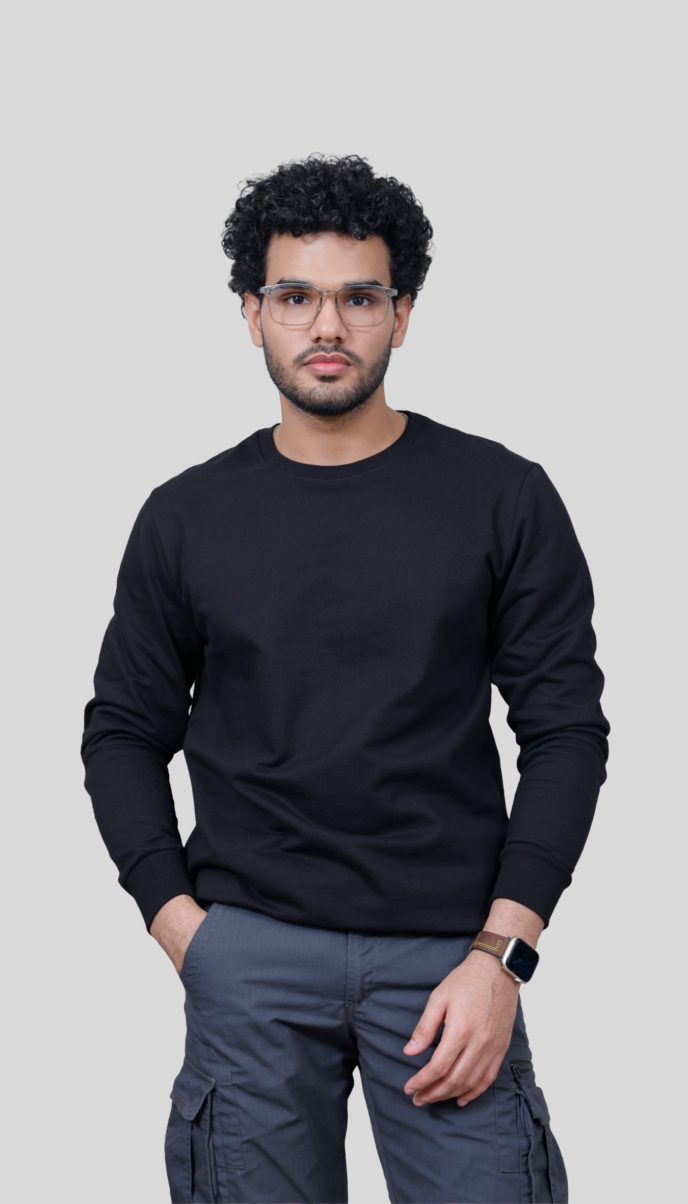 Unisex Black Premium solid sweatshirt