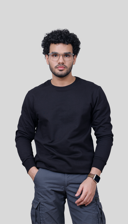Unisex Black Premium solid sweatshirt