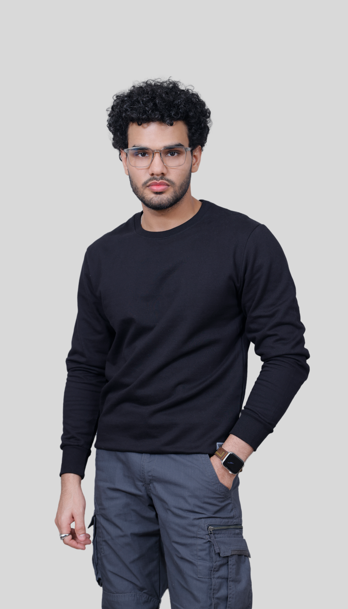 Unisex Black Premium solid sweatshirt