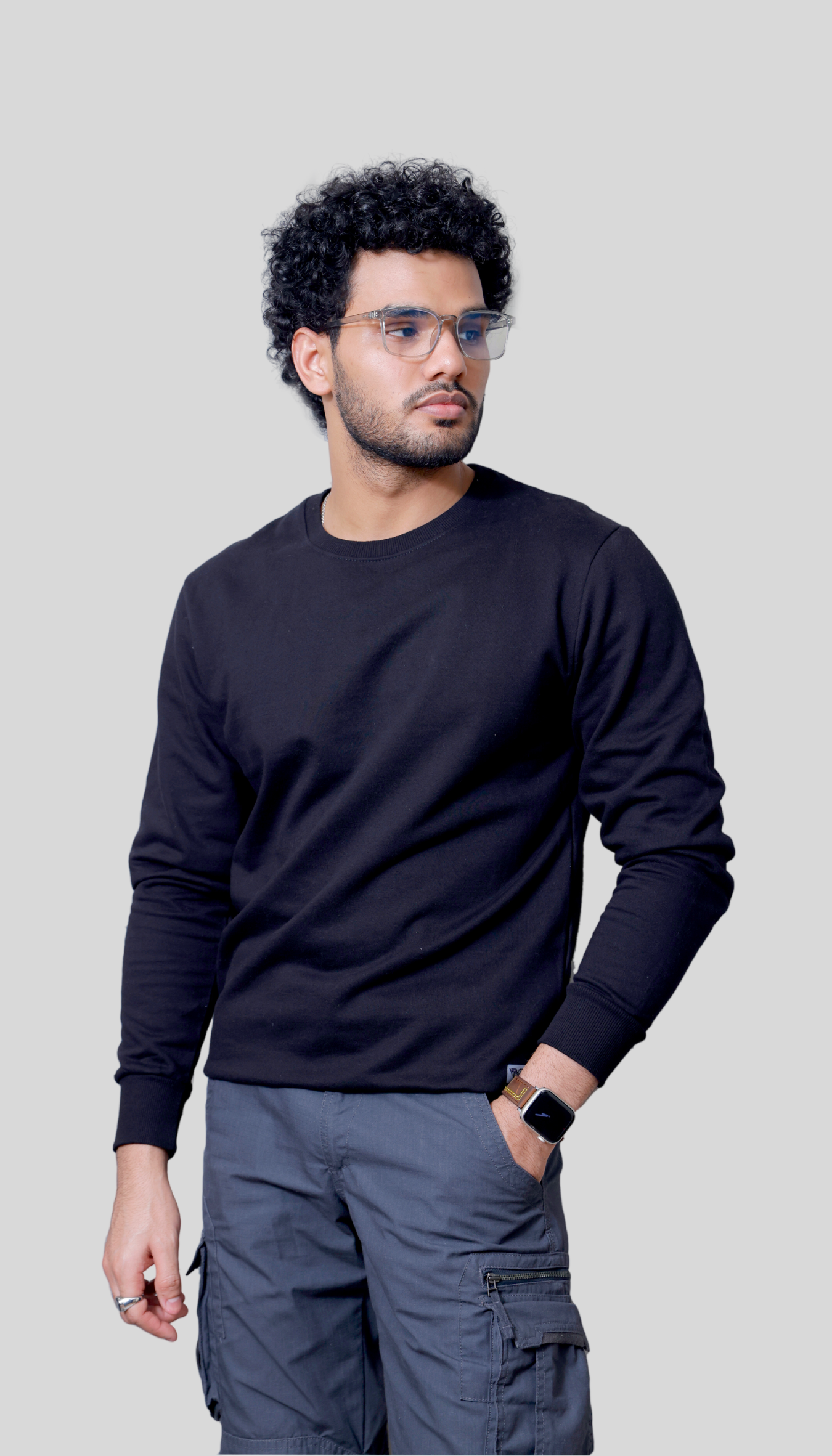 Unisex Black Premium solid sweatshirt