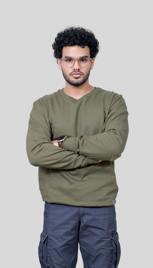 Unisex Olive Green Premium solid sweatshirt