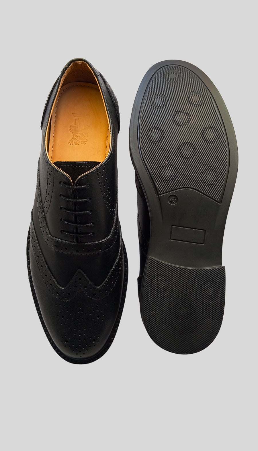 Premium CRUST Genuine Leather TPR SOLE Brogue shoes (RX-100) UK TAN