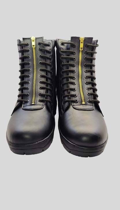 WJ Flying Boot Guardian X for Men: Padded High Ankle Shoes, Genuine Leather with Metal Chain , Memory Foam Insole & Hardened Toe