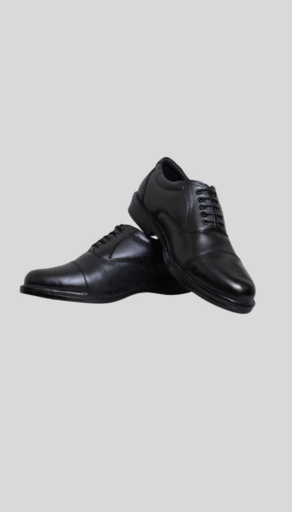 Men's Black Leather Lace-Up Oxford Shoes