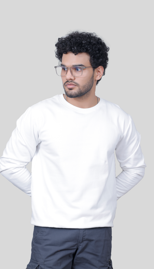 Unisex white Premium solid sweatshirt